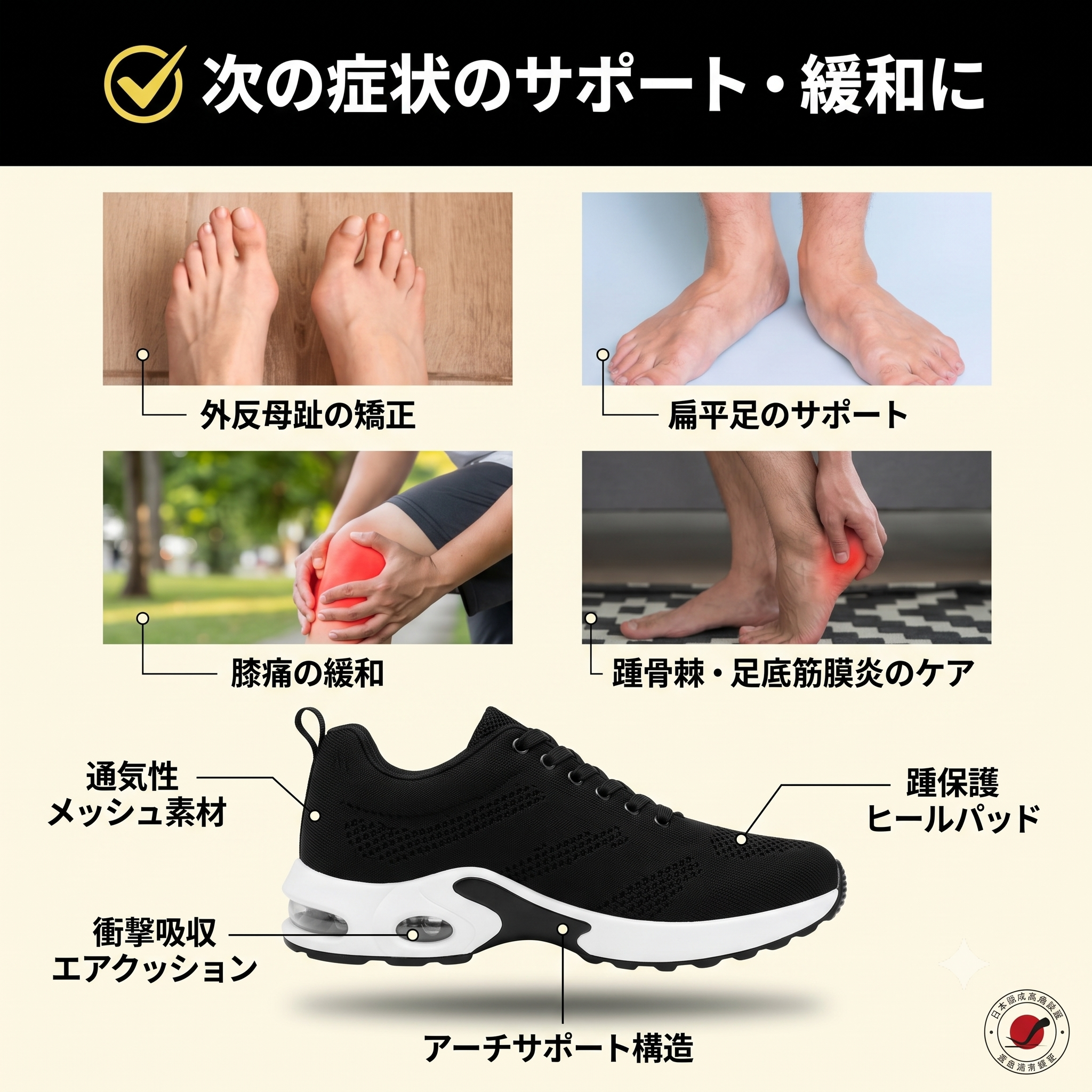 人間工学シューズ｜快適サポートスニーカー
